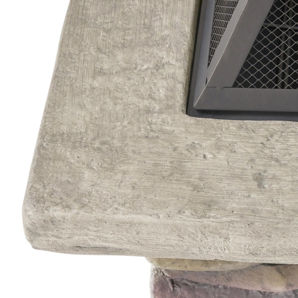 Hearth and Haven Outdoor Fire Pit with Mesh Cover in Stone Gray, , large