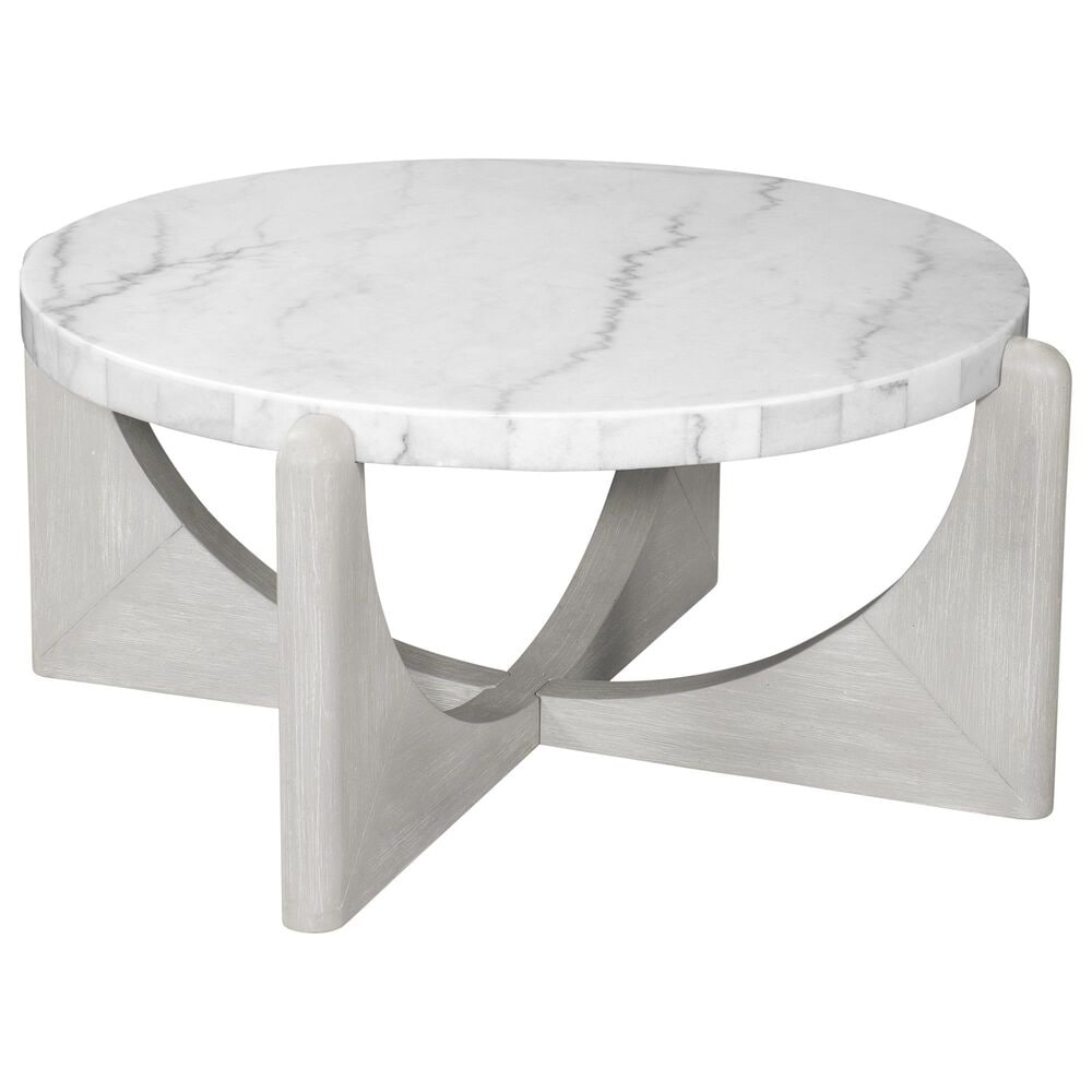 Bassett Mirror Gavin Round Cocktail Table in Driftwood and White, , large