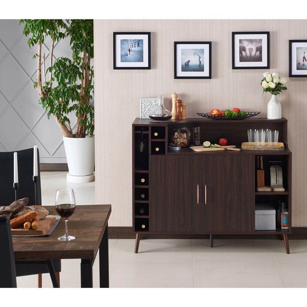 Furniture of America Young Wine Rack Buffet in Wenge, , large