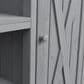 Hearth and Haven Outdoor Kitchen Island Cart with Stainless Steel Top and Lockable Wheels in Gray, , large