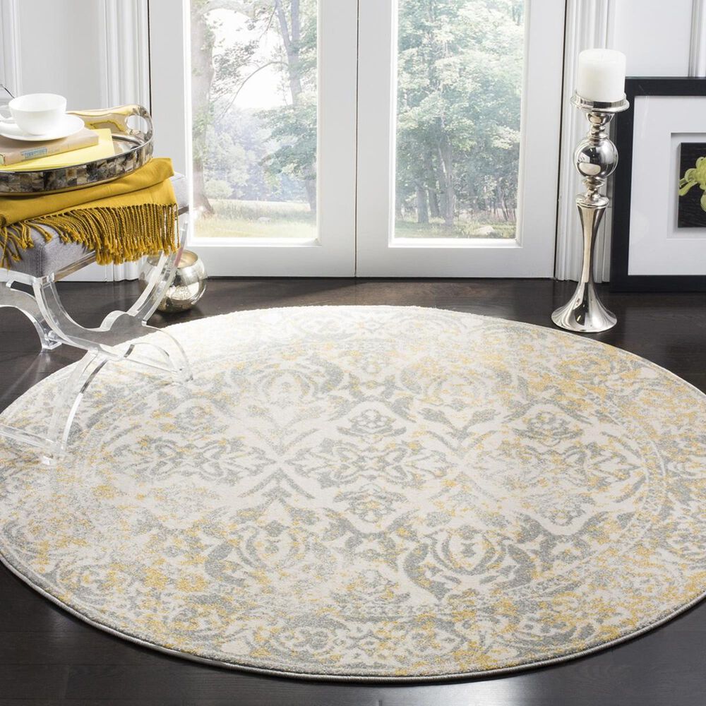 Safavieh Evoke EVK264D-5R 5"1" Round Ivory/Grey Area Rug, , large