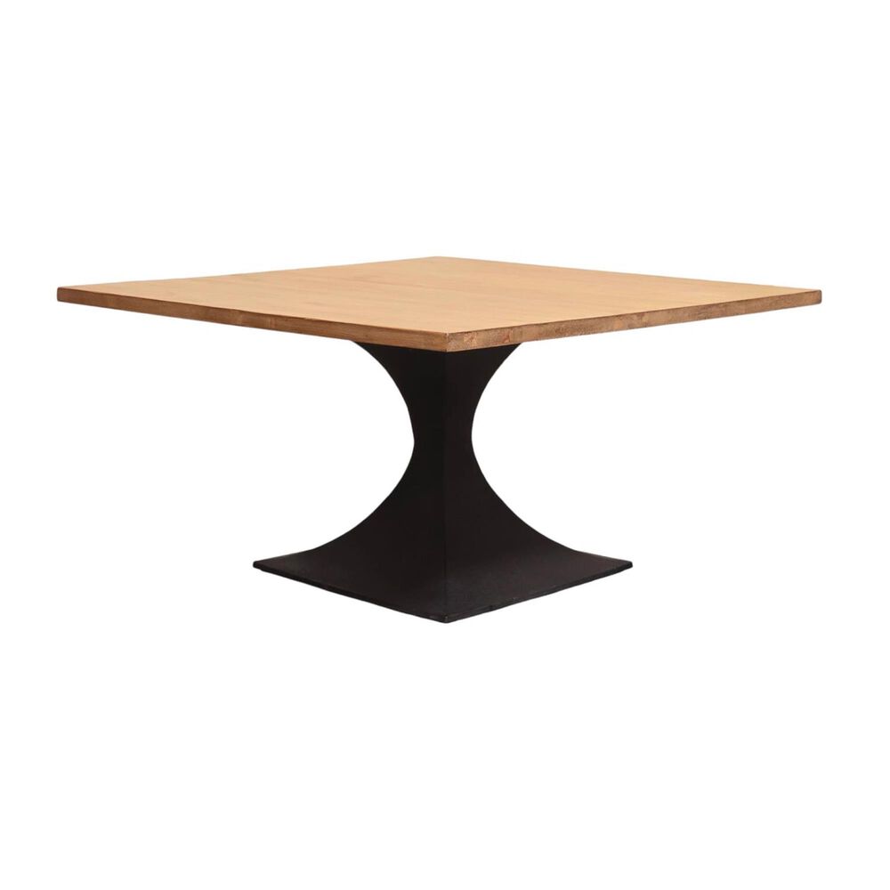 Nest Home Collections Wood and Metal Pedestal Dining Table in Natural and Black Finish, , large