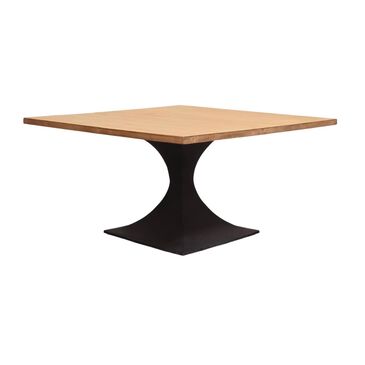 Nest Home Collections Wood and Metal Pedestal Dining Table in Natural and Black Finish, , large