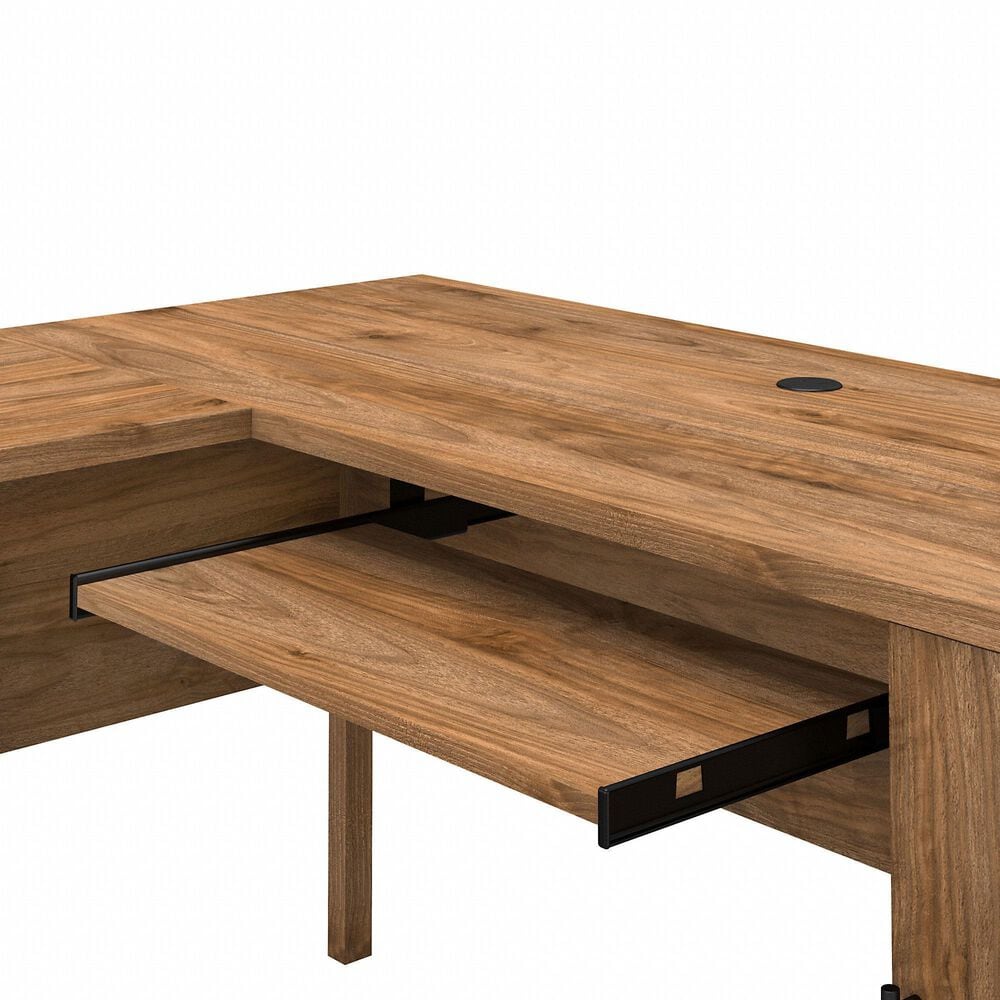 Bush Somerset 60&quot; L-Shaped Desk with Hutch in Fresh Walnut, , large
