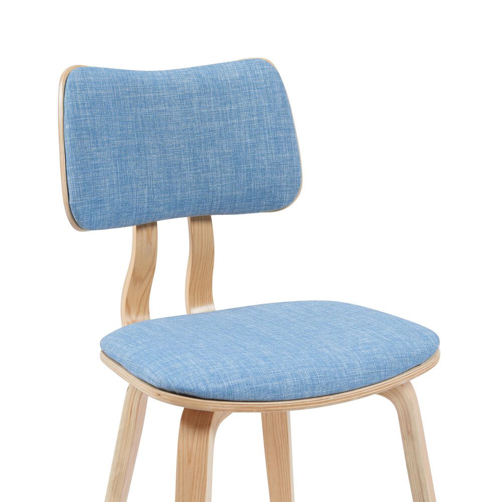 Armen Living Jaguar Side Chair with Light Blue Upholstery in Oak, , large