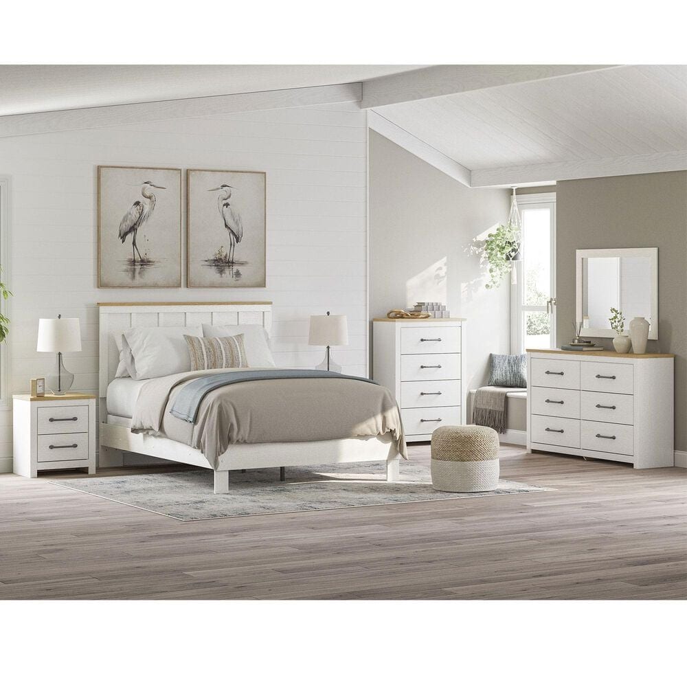 Ashley Linnocreek 5-Piece Queen Bedroom Set in White and Warm Brown, , large