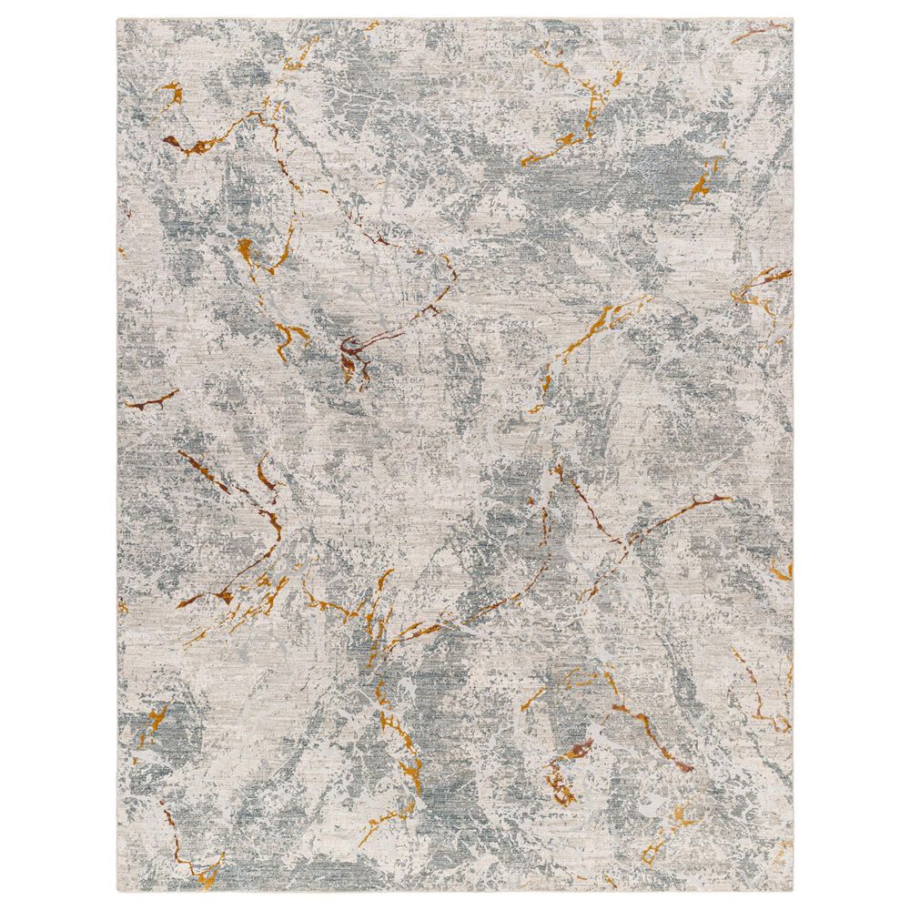 Surya Dresden Medium Gray, White, Gray, Light Slate, Mustard and Rust 12" x 15" Area Rug, , large