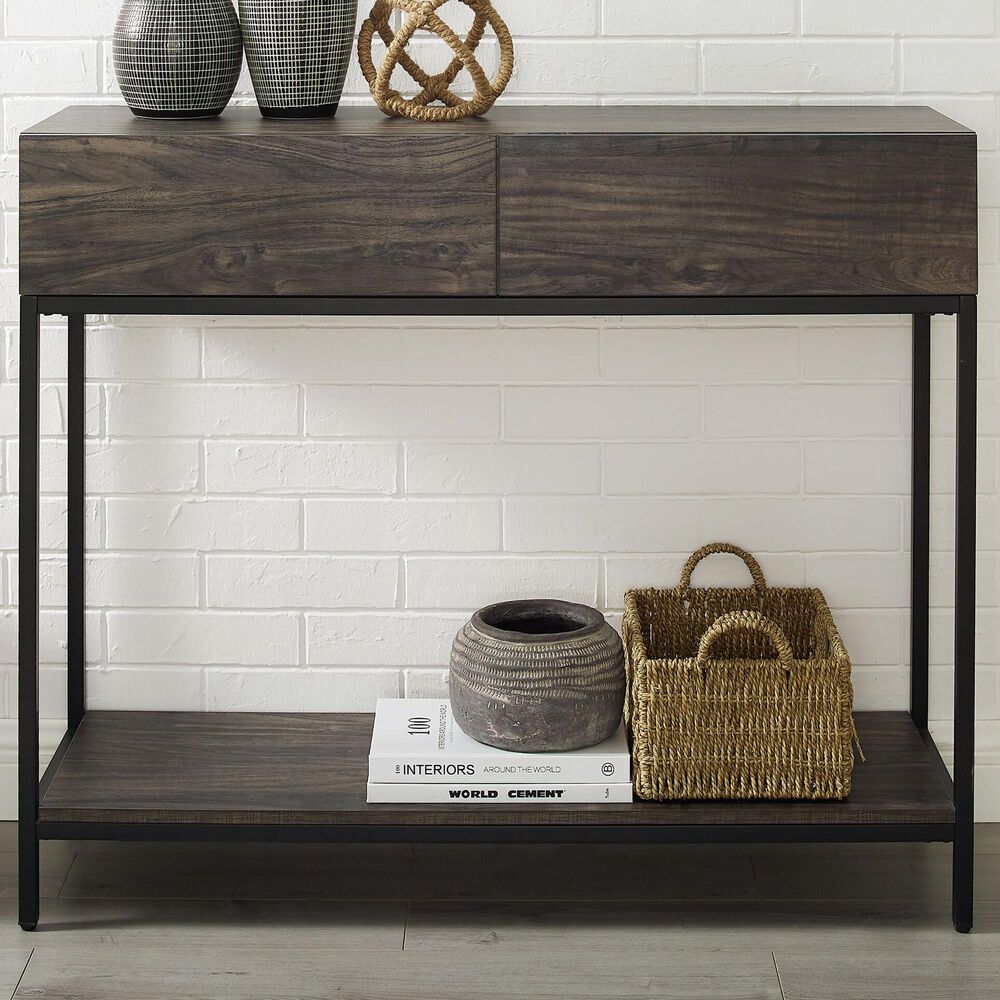 Modern Jacobsen Console Table in Brown Ash and Matte Black, , large