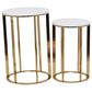 Maple and Jade End Table with Marble Top in Gold (Set of 2), , large
