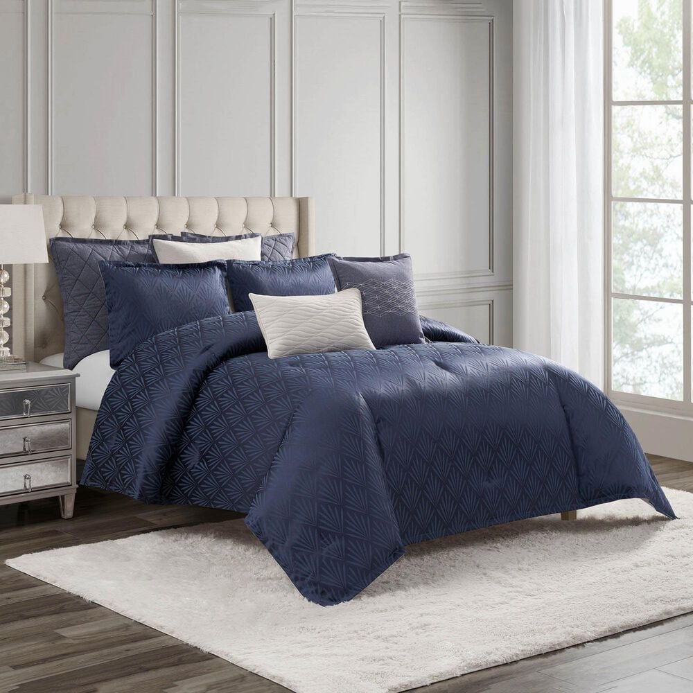BCP Home Chloe 3-Piece Queen Comforter Set in Navy, , large