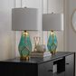 LumiSource Geo Rain Glass Table Lamp in Gold and Turquoise (Set of 2), , large
