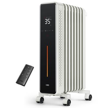 DREO Oil-filled Radiant Tower Indoor Electric Space Heater with Remote in White, , large