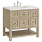 James Martin Vanities Breckenridge 36" Single Vanity in Whitewashed Oak with 3 cm Ethereal Noctis Quartz Top, , large