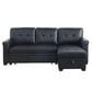 Lilola Home Lucca 84" Stationary Sleeper Sofa with Storage Chaise in Black, , large