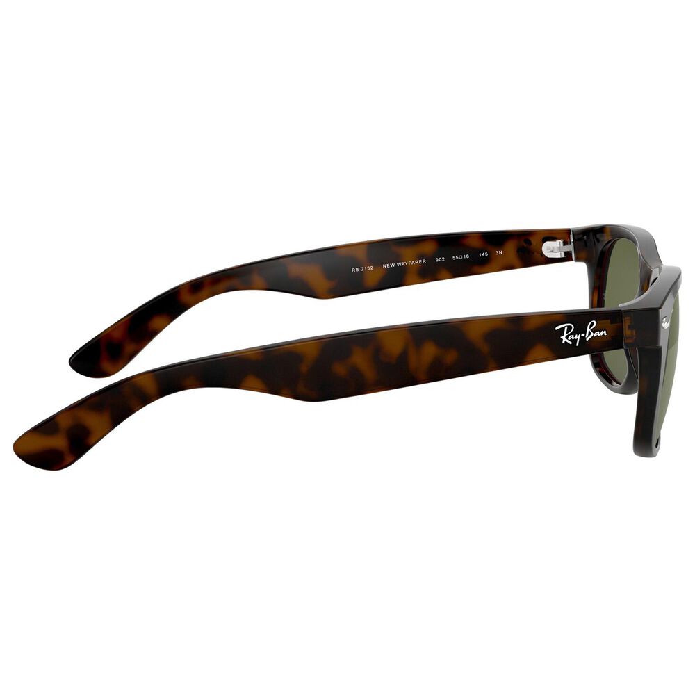 Rayban Glasses New Wayfarer Classic Sunglasses with G-15 Green Lenses in Polished Tortoise, , large