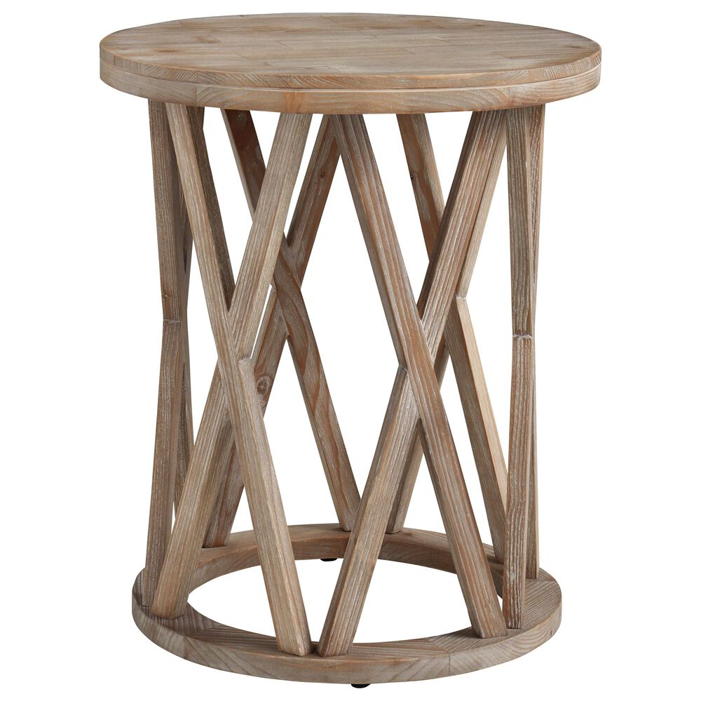 Signature Design by Ashley Glasslore Round End Table in Light Grayish Brown, , large