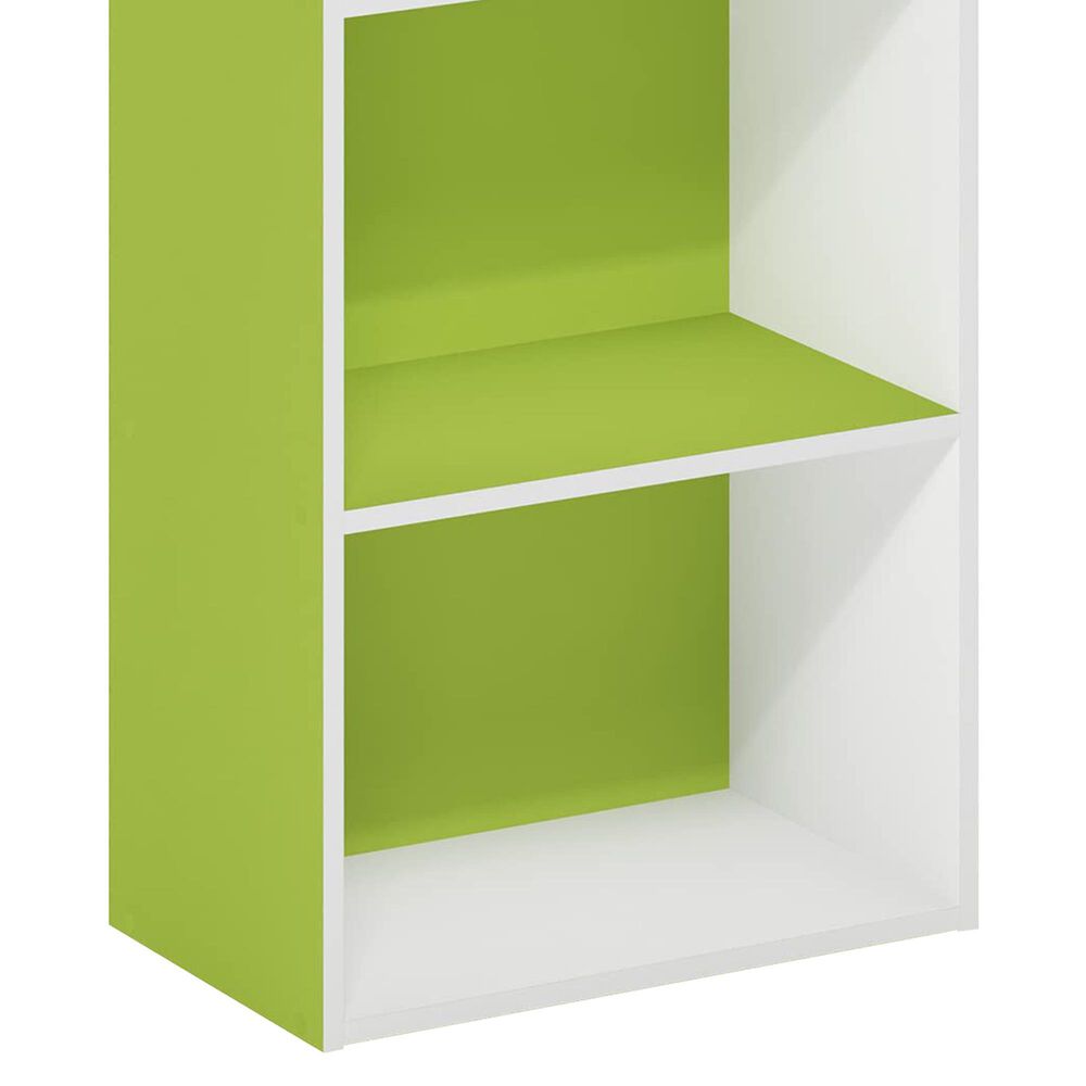 HOMLUX 3-Tier Open Shelf Bookcase in Green and White, , large