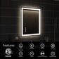 HOMLUX 24" x 32" LED Bathroom Makeup Mirror in Silver, , large
