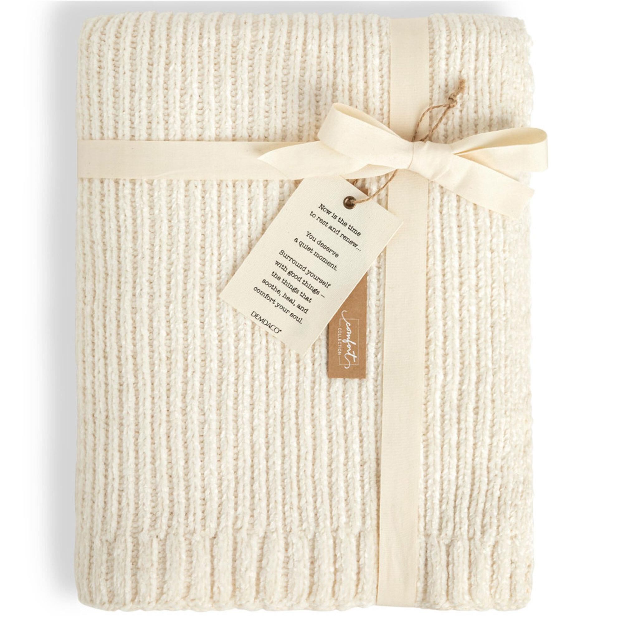 Demdaco Chenille Throw Blanket in Cream NFM