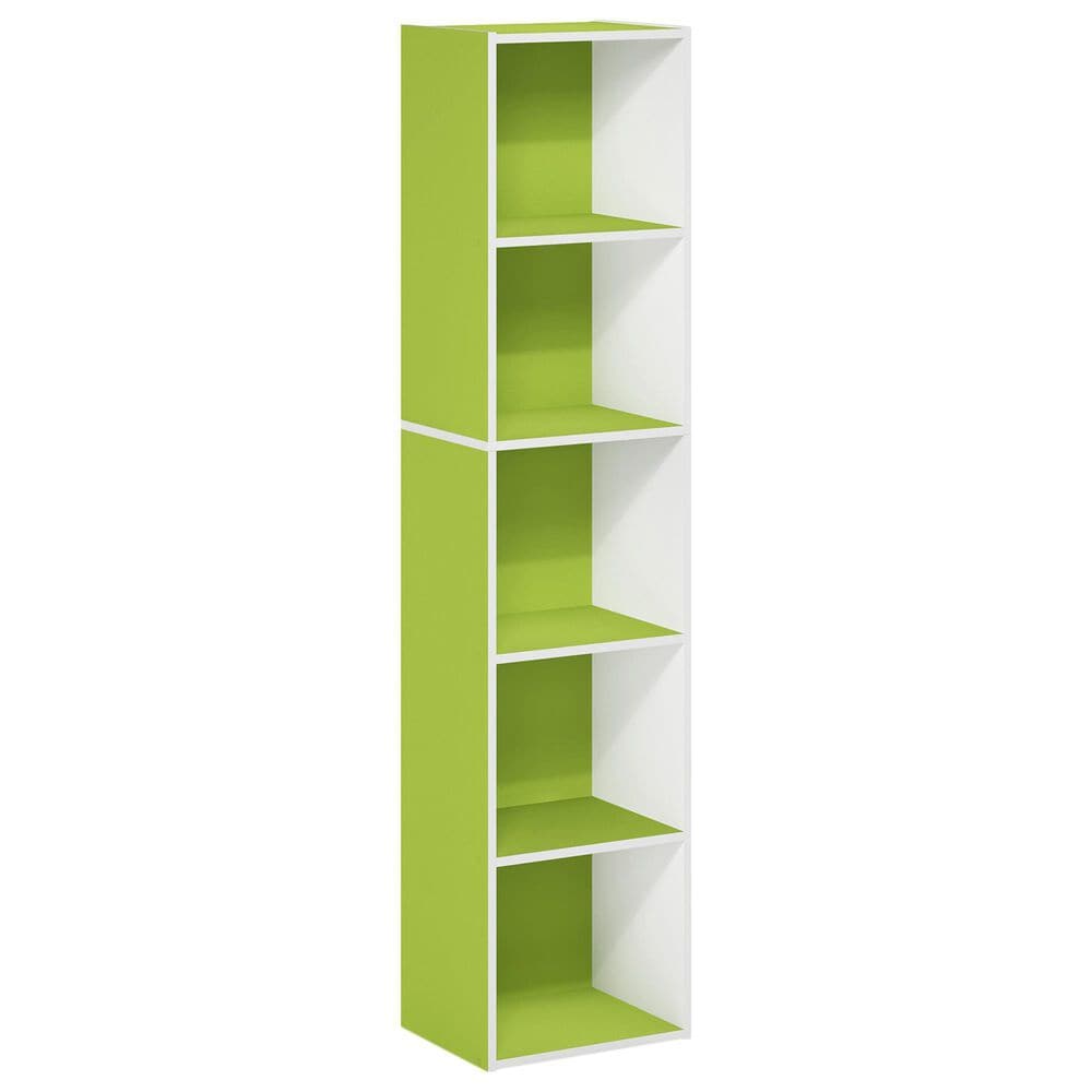 HOMLUX 5-Tier Cube Open Shelf Storage Organizer Bookcase in Green and White, , large