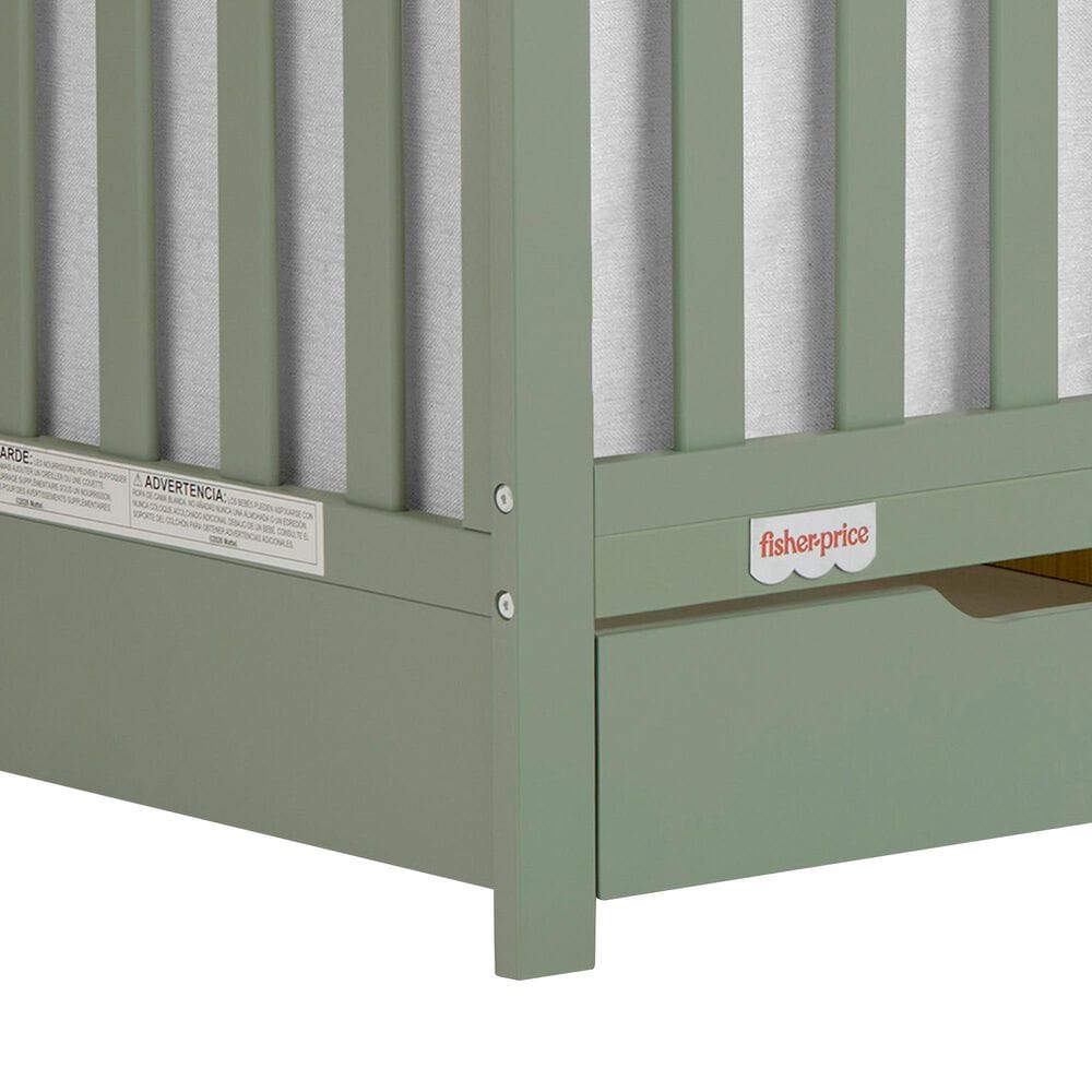 Evolur Meadowbrook 4-In-1 Convertible Crib with Drawer in Meadow Green, , large