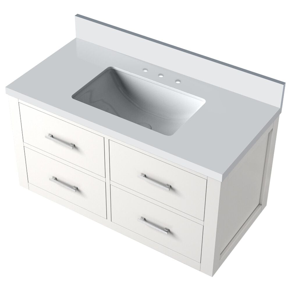 Lexora Home Castor 36&quot; Single Bathroom Vanity in White with 2 cm White Quartz Top and Rectangular Sink, , large