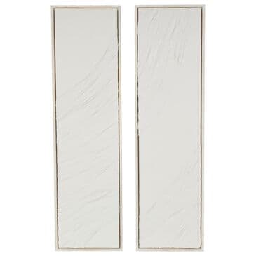 Maple and Jade 71" x 20" Wavy Textured Wall Decor with Distressed Wood Frames in White (Set of 2), , large
