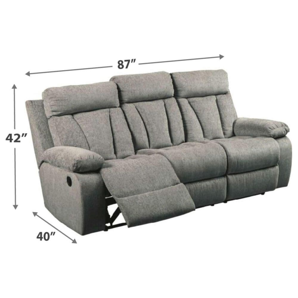Ashley Mitchiner Manual Recliner Sofa with Drop Down Table in Fog, , large