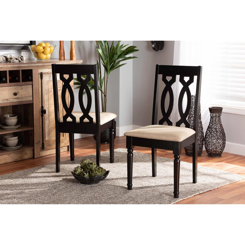 Baxton Studio Cherese Dining Chair in Sand/Dark Brown &#40;Set of 2&#41;, , large