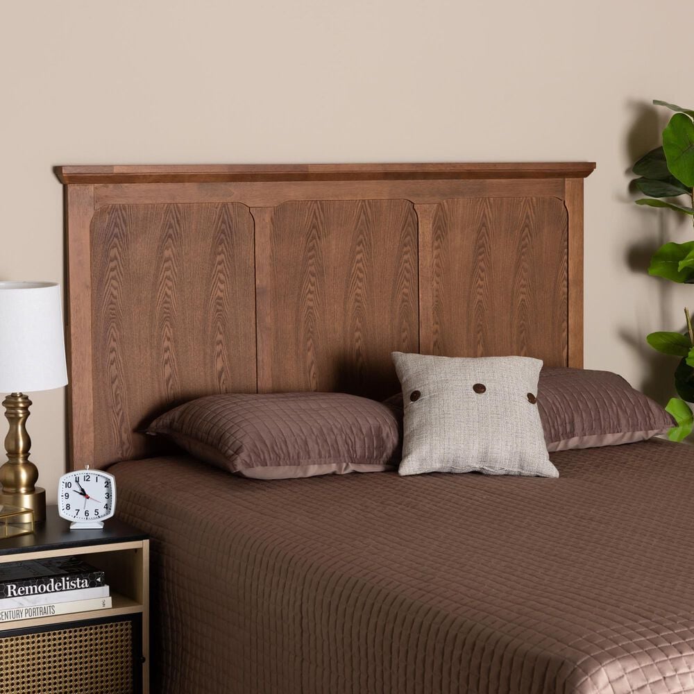Baxton Studio Alarice Queen Panel Headboard in Ash Walnut, , large