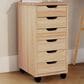 Linon Home Decor Cary 6-Drawer Rolling Cart in Natural, , large