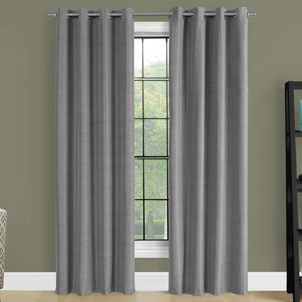 Monarch Specialties 52&quot; x 95&quot; Curtain Panel in Light Grey &#40;Set of 2&#41;, , large