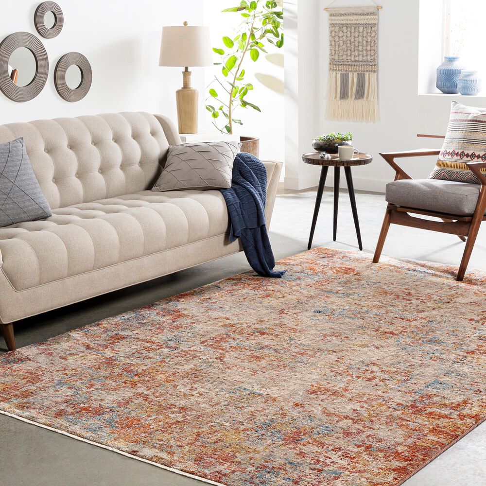 Surya Mirabel  10&#39; x 14&#39; Peach, Orange, Cream, Brown, Saffron and Denim Area Rug, , large