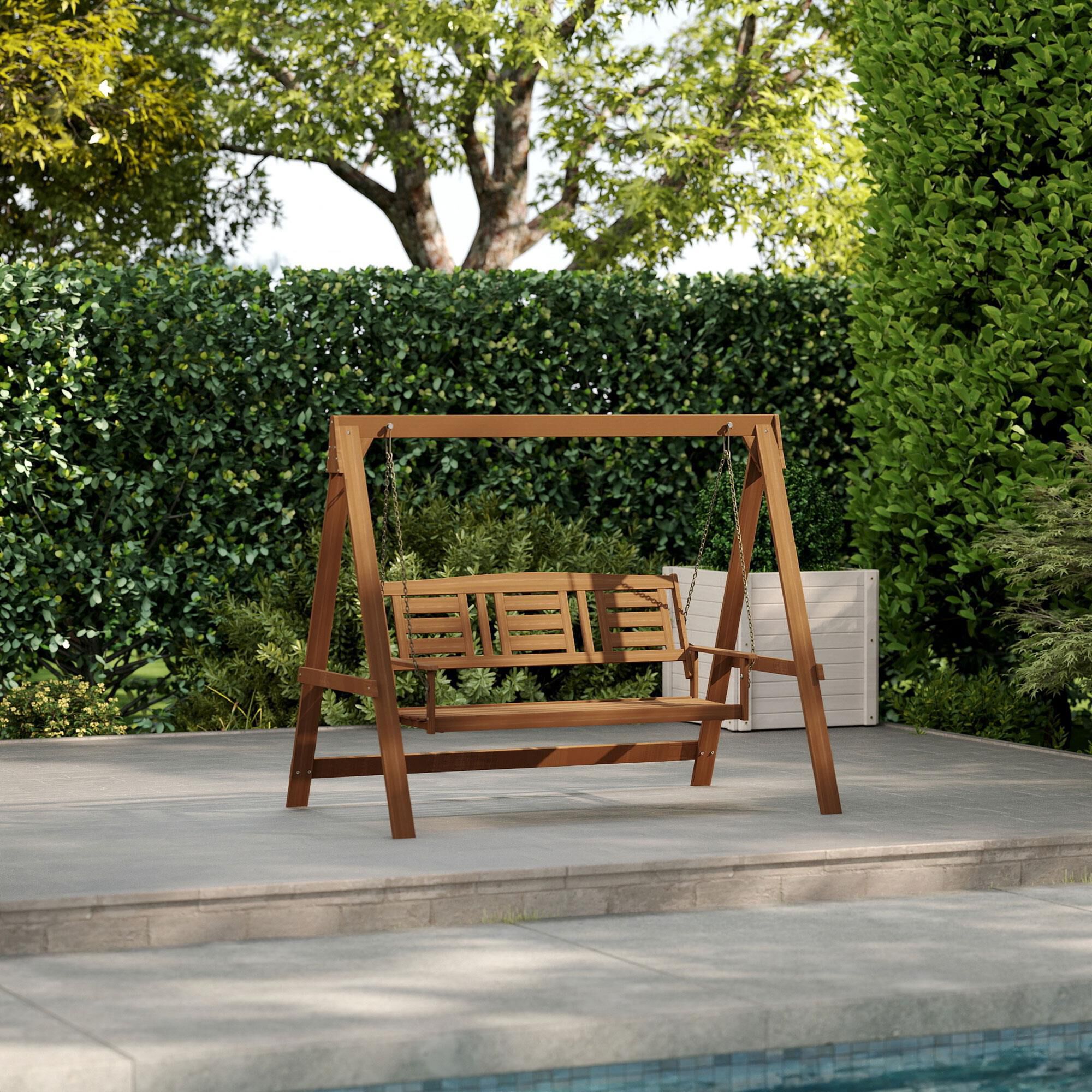 HOMLUX 3-Person Large Outdoor Porch Swing with Hanging Frame for