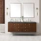 James Martin Vanities Amberly 72" Double Bathroom Vanity in Mid-Century Walnut with 3 cm Parisien Bleu Quartz Top and Rectangular Sinks, , large