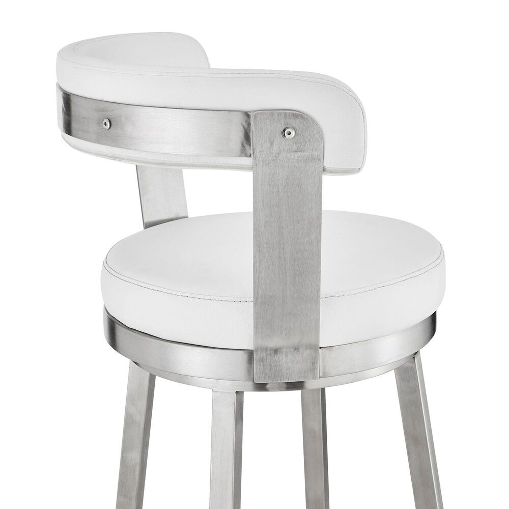 Blue River Bryant 30&quot; Swivel Barstool with White Cushion in Stainless Steel, , large