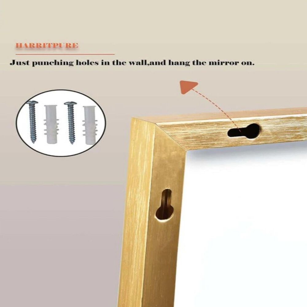 HOMLUX 58" x 18" Rectangular Leaning Floor Mirror in Gold, , large