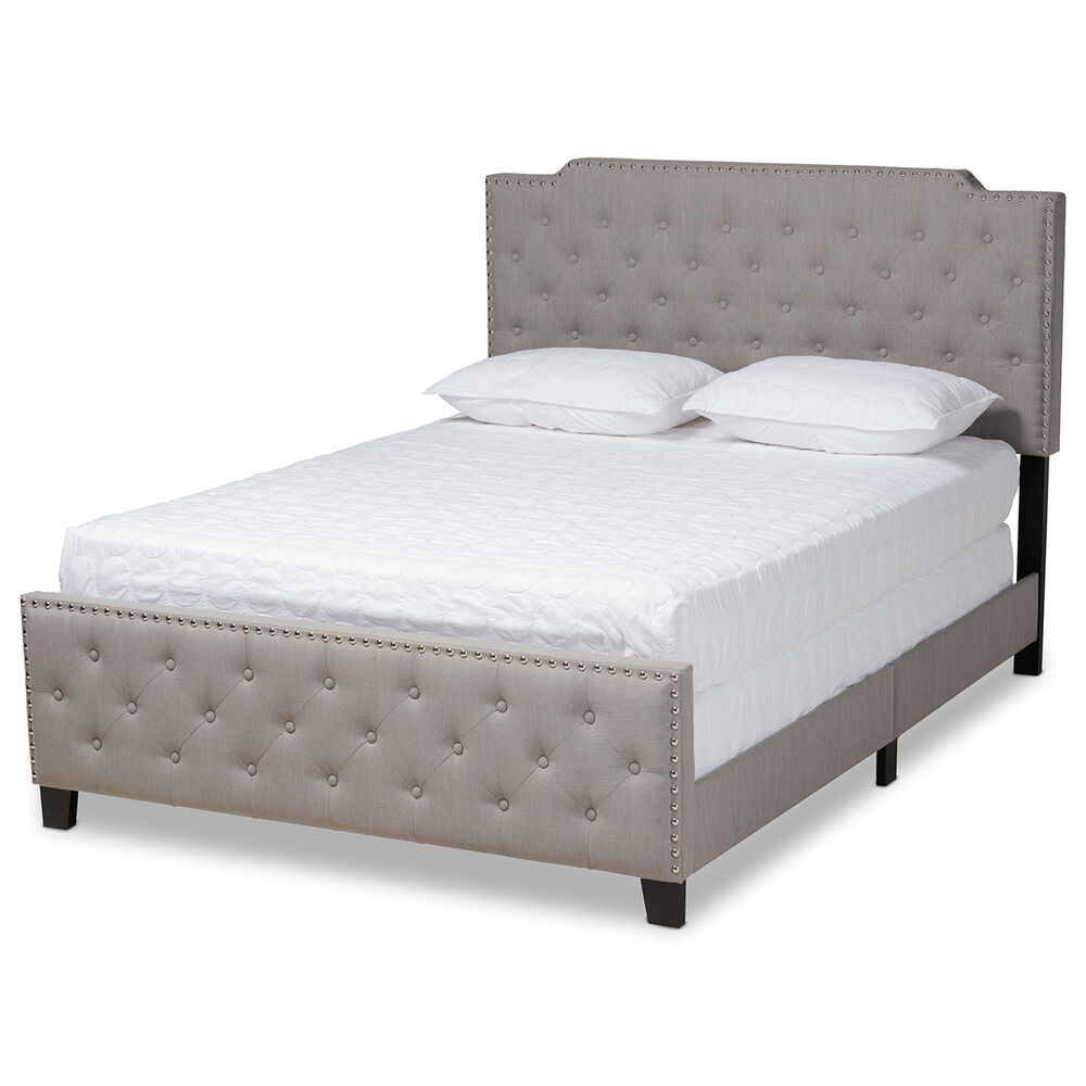 Baxton Studio Marion King Panel Bed with Grey Upholstered in Black, , large