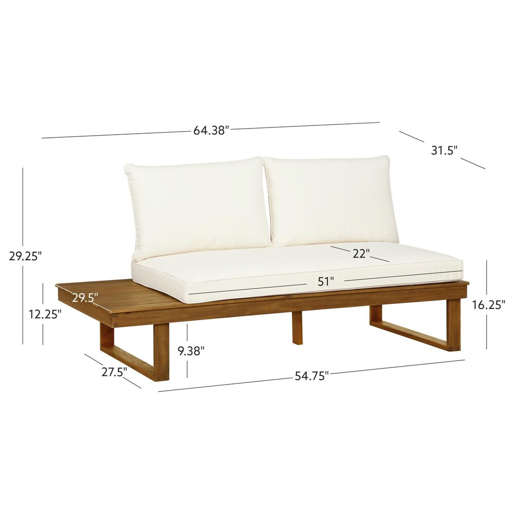 Linon Home Decor Skypark Outdoor Left Side Loveseat in Beige, , large