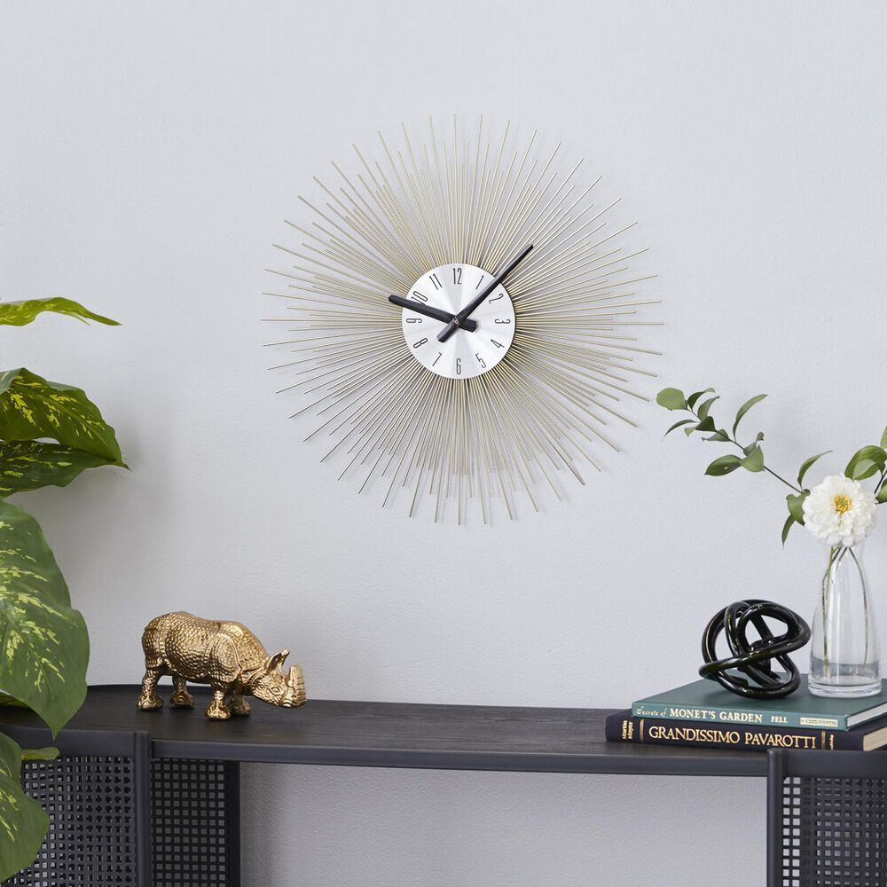 Maple and Jade 19&quot; Metal Wall Clock in Gold, , large