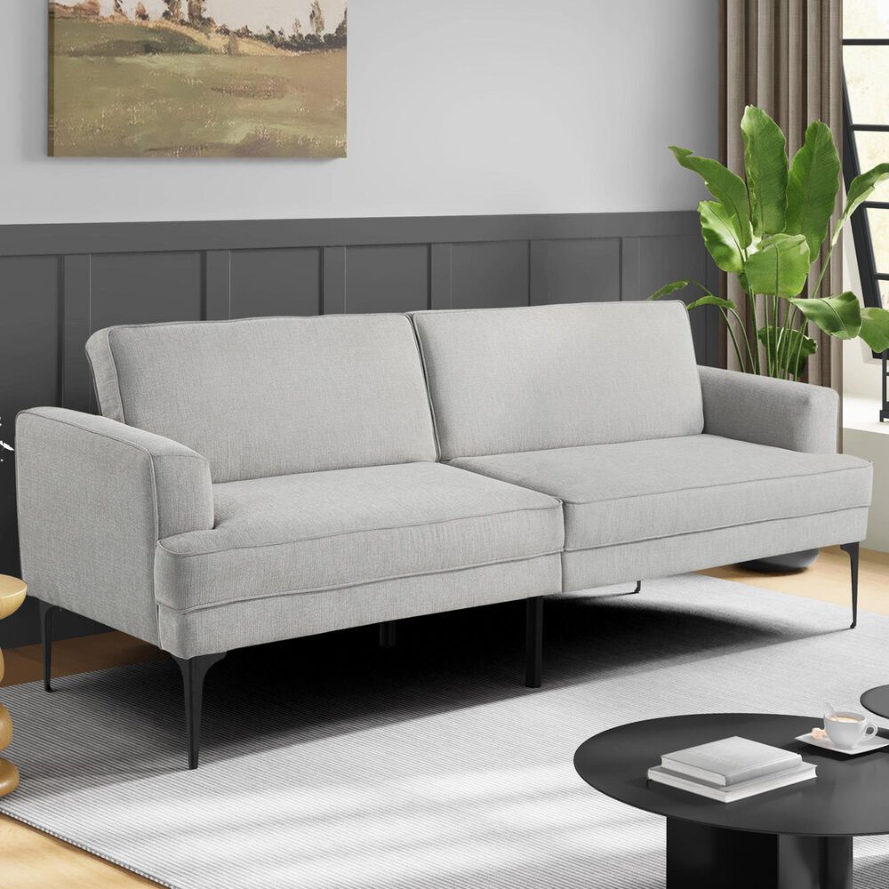 Lifestyle Solutions Paulie Convertible Sofa with Gray Cushion in Black, , large