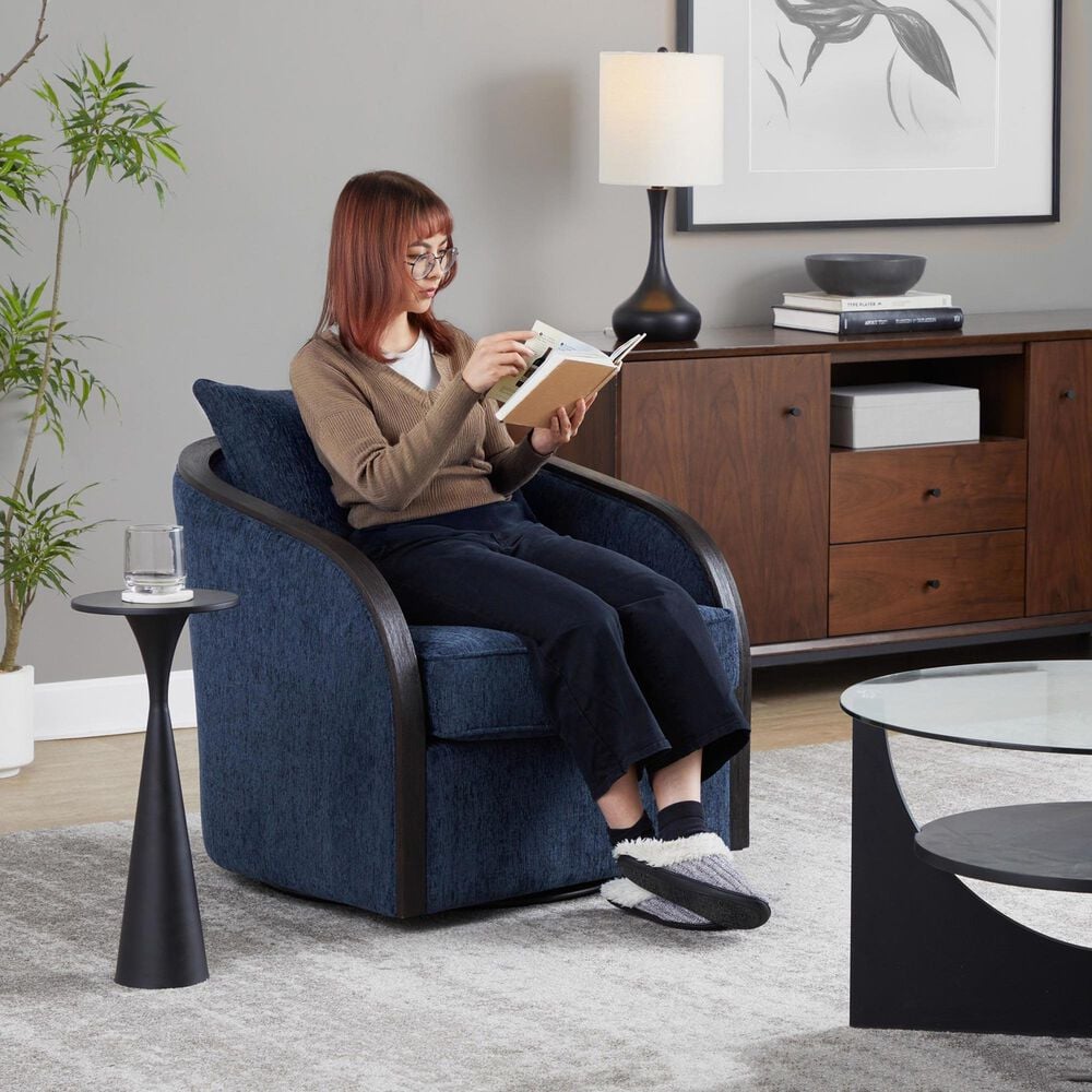 LumiSource Gemma Swivel Accent Chair in Blue Indigo, , large