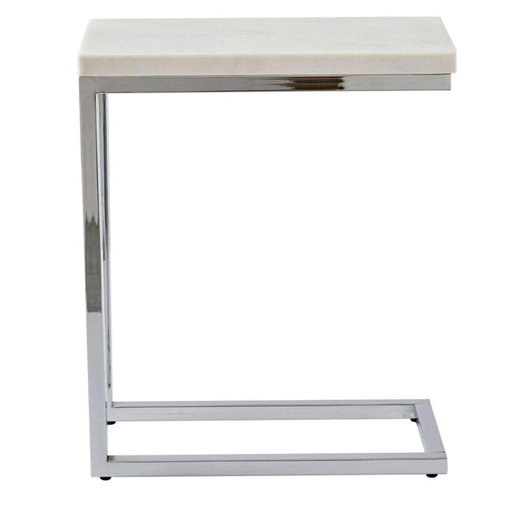 Crystal City Echo Chairside C Table in White Marble and Chrome, , large