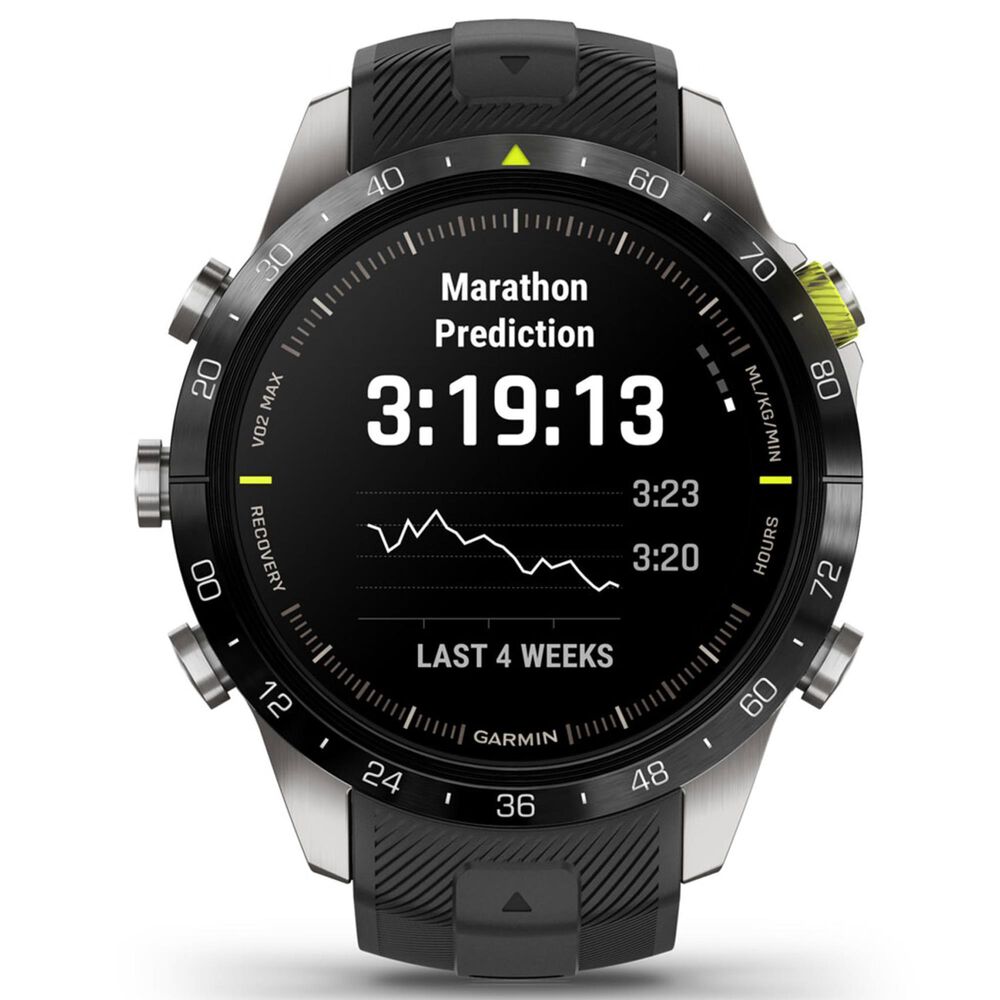 Garmin MARQ 2 Athlete AMOLED Smartwatch Grade 5 Titanium Bezel Case with Silicone Band in Black, , large