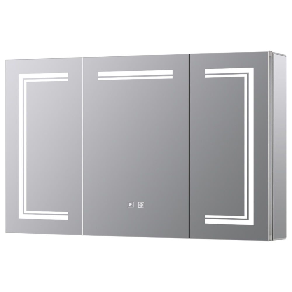 Lexora Home Mesa 48" x 32" LED Mirror Medicine Cabinet with Defogger in Aluminium, , large