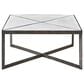 Furniture Worldwide Abstraction Cocktail Table in White and Aged Bronze, , large