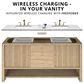 James Martin Bellshire 72" Double Bathroom Vanity in Honey Oak with 3 cm Ethereal Noctis Silestone Top, Rectangular Sinks and FreePower Wireless Charger, , large
