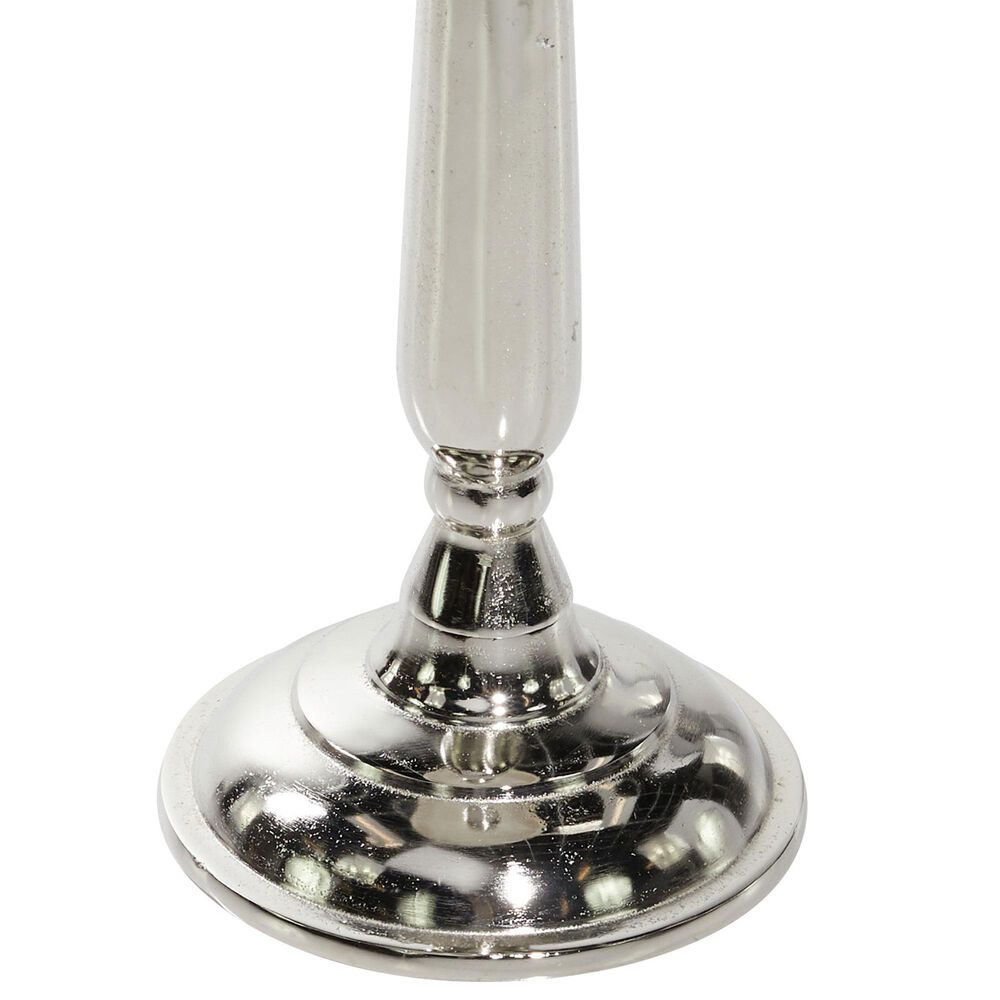 Uma Enterprises Pedestal Accent Table in Silver and White, , large