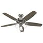 Hunter Builder Plus 52" Ceiling Fan with Lights in Brushed Nickel, , large