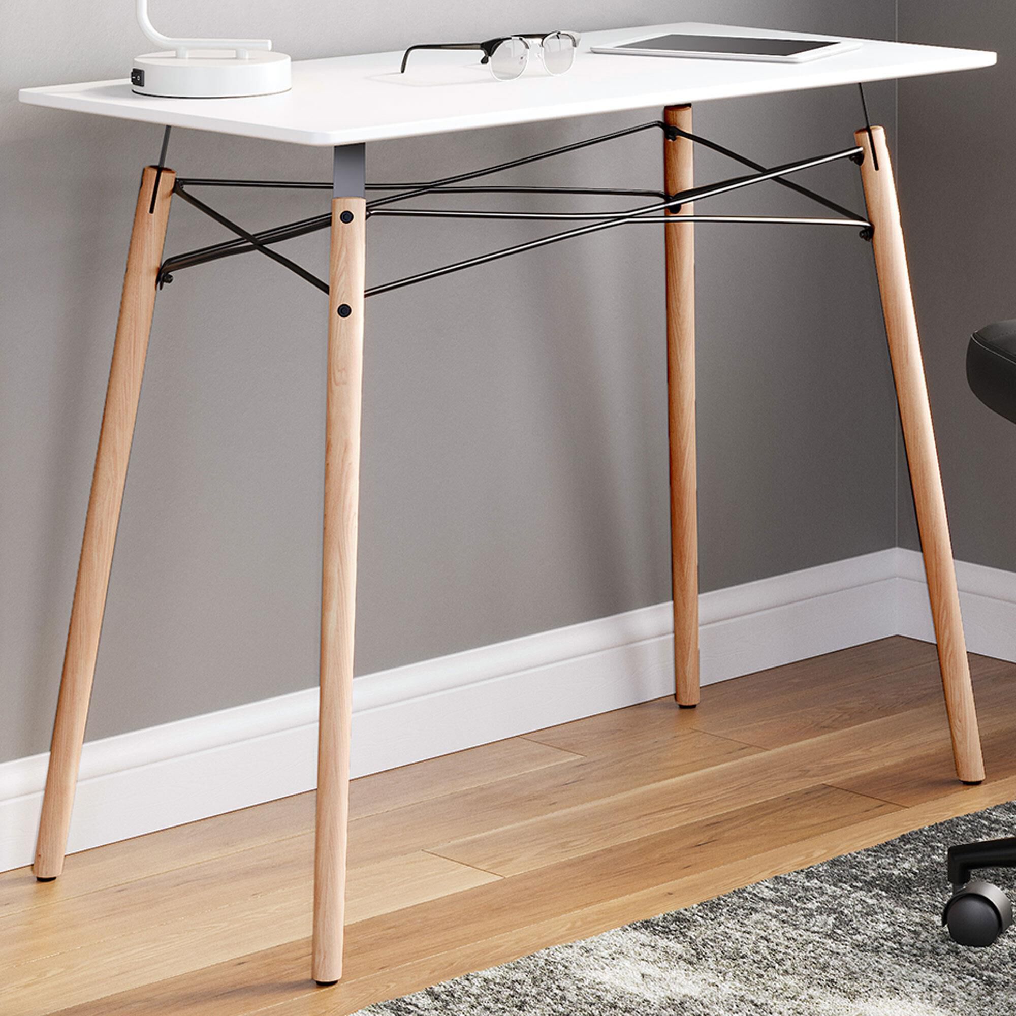 Ashley Jaspeni Writing Desk in White and Natural